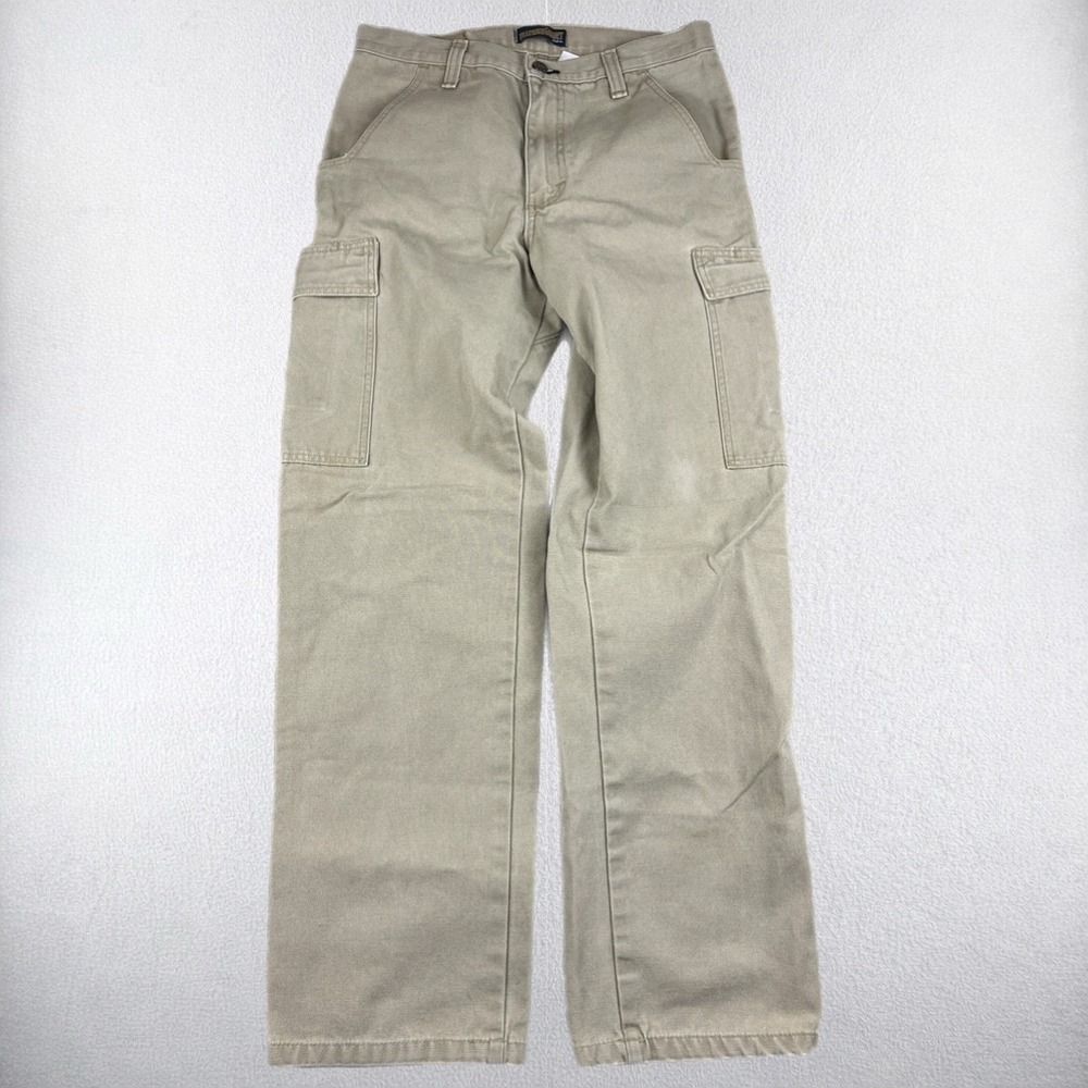 Diamond Gusset Cargo Pants Mens 31x32 Tan Cotton Canvas Made in USA Workwear